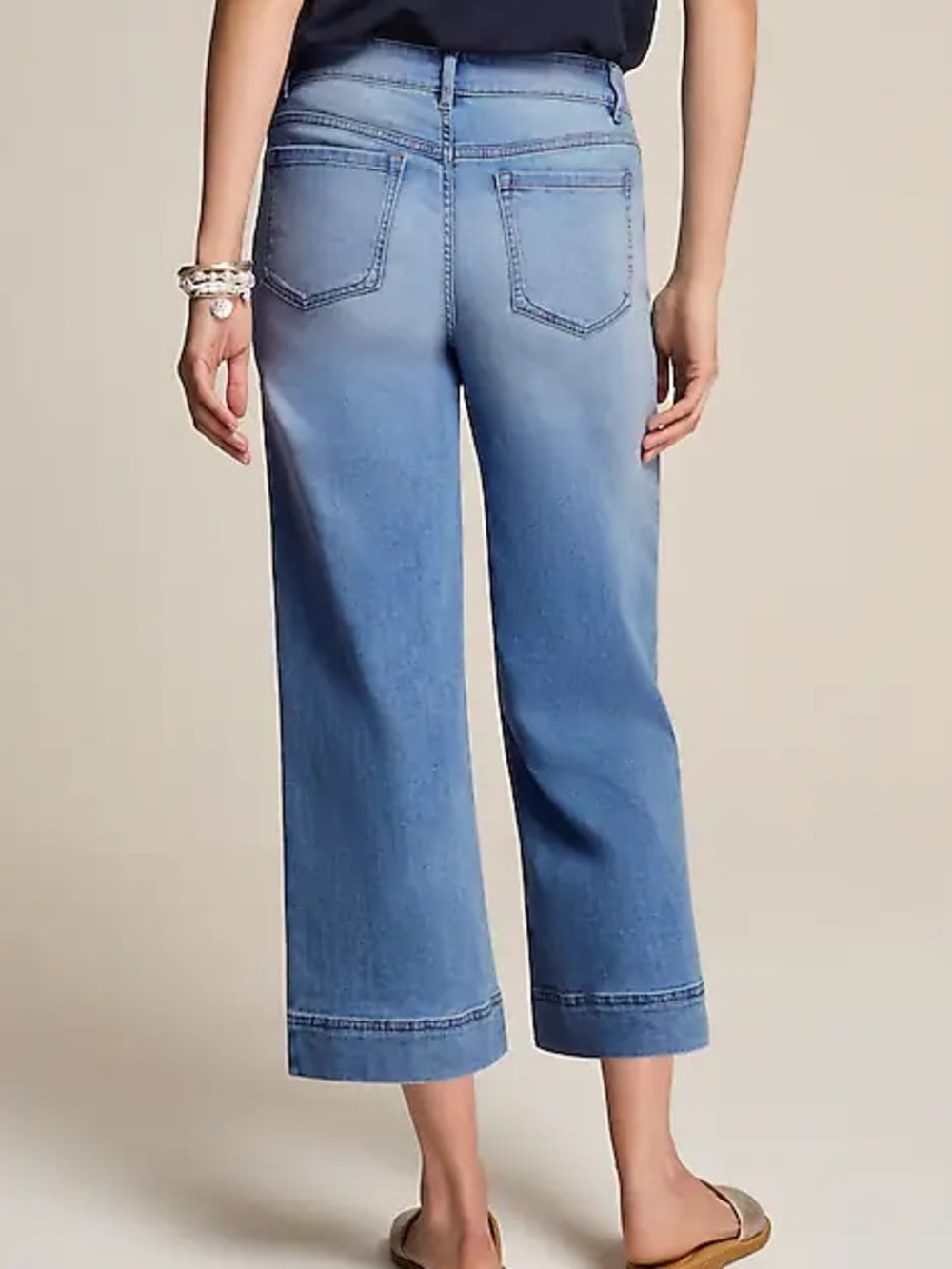 J. Jill High Rise Full Leg Crop Jeans Size 8 Soft Stretch Denim Exposed Button